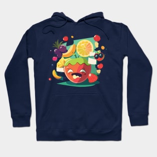 Abstract illustration of 50's style summer fruits on a yellow background Hoodie